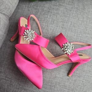 Vibrant Pink Heels with Dazzling Embellishment